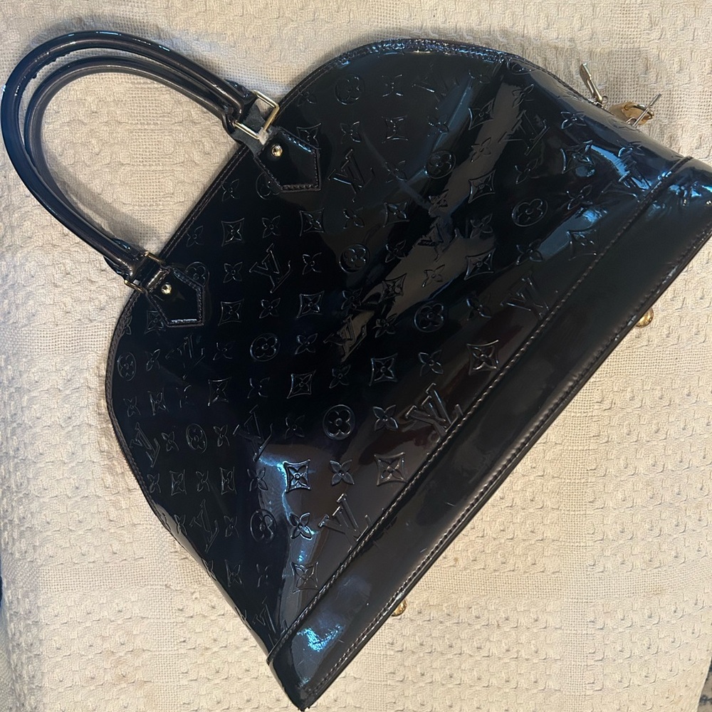 Louis Vuitton Black Patent Vernis Alma Satchel